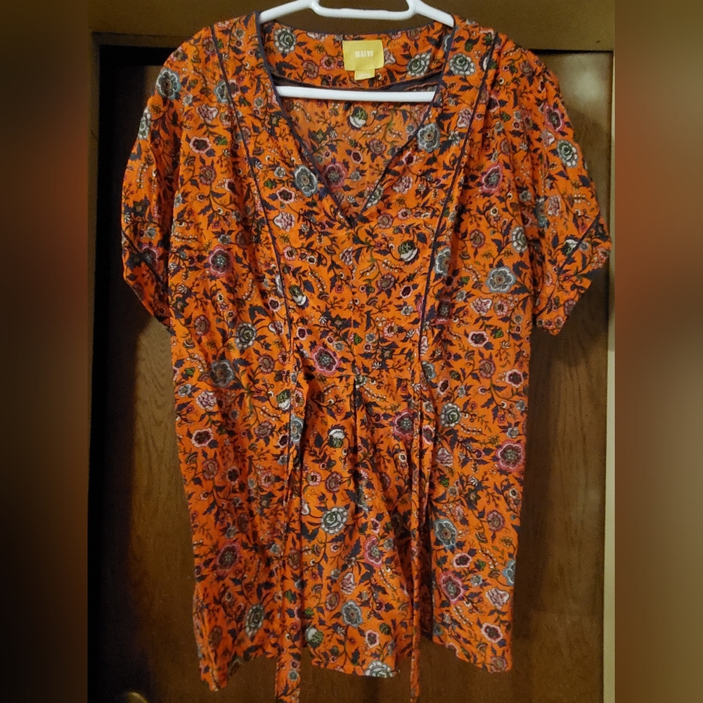 Orange Floral Women's Maeve Top Size Small